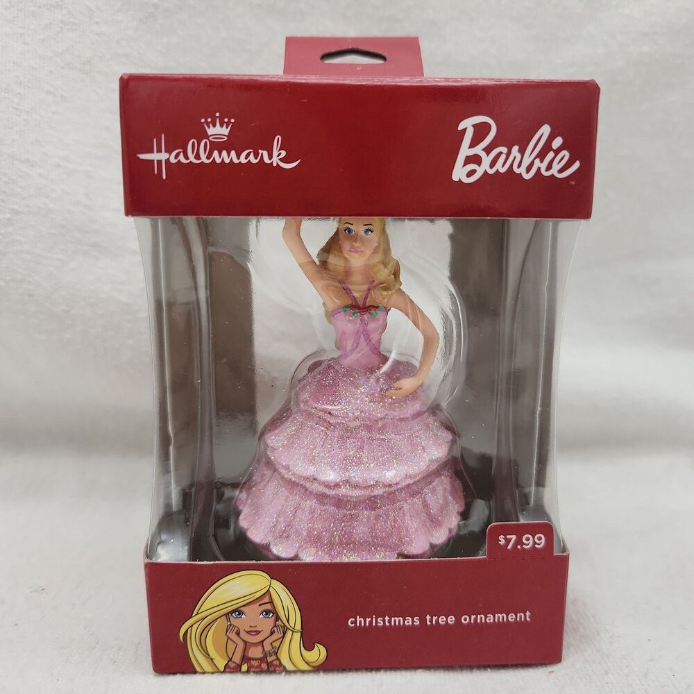 Ornament Hallmark Barbie Pink Glitter Gown Dress Christmas Tree 2016 Mattel NEW